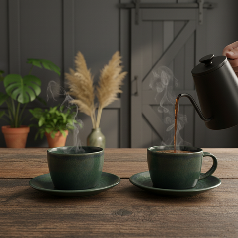 Tazza da caffè in porcellana verde acqua - 220 ml