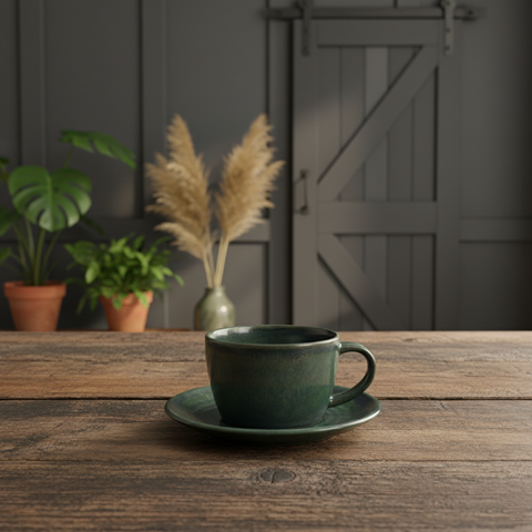 Tazza da caffè in porcellana verde acqua - 220 ml