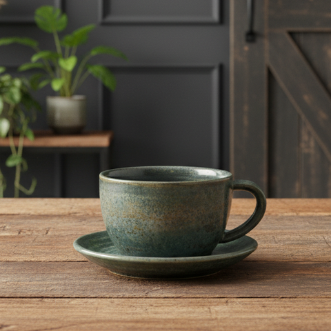 Tazza da caffè in porcellana verde acqua - 285 ml
