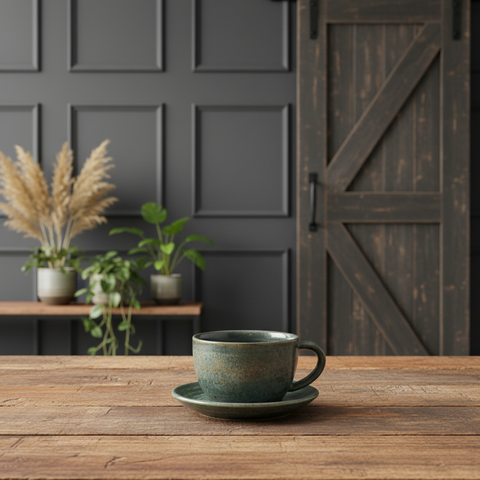 Tazza da caffè in porcellana verde acqua - 285 ml