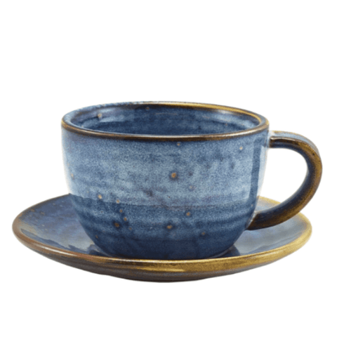Tazza da caffè in porcellana blu acqua e oro - 285 ml