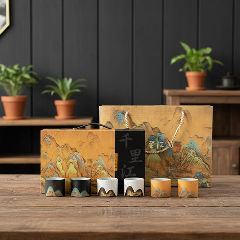 Set regalo di 6 tazze da caffè espresso rustiche fatte a mano