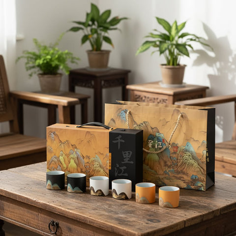 Set regalo di 6 tazze da caffè espresso rustiche fatte a mano