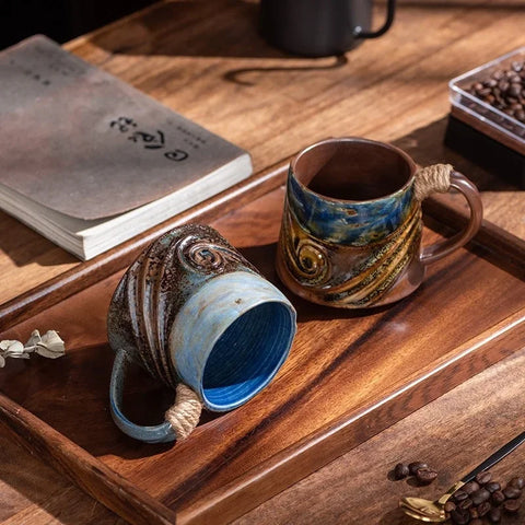 أكواب قهوة حلزونية بتصميم محيطي مع مقبض حبل