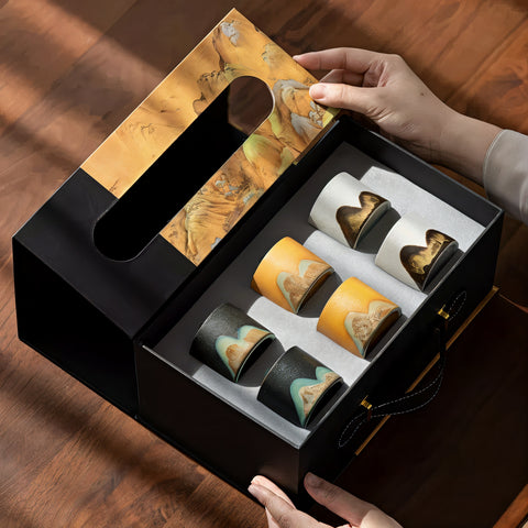 Set regalo di 6 tazze da caffè espresso rustiche fatte a mano