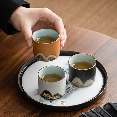 Set regalo di 6 tazze da caffè espresso rustiche fatte a mano