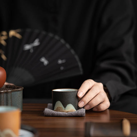 Set regalo di 6 tazze da caffè espresso rustiche fatte a mano