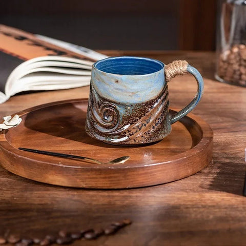 أكواب قهوة حلزونية بتصميم محيطي مع مقبض حبل