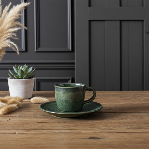 Piattino in porcellana verde acqua per tazza da caffè espresso - 11,5 cm