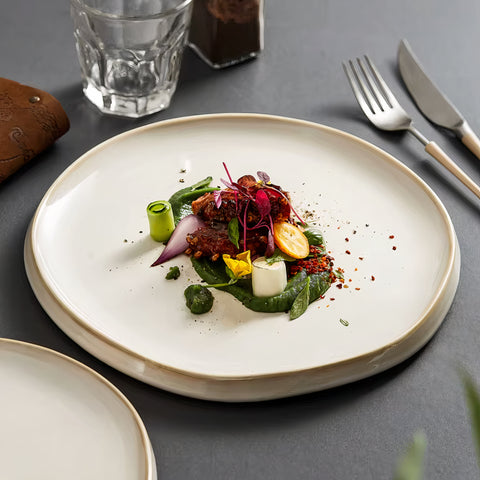 Irregular Beige Ceramic Plate