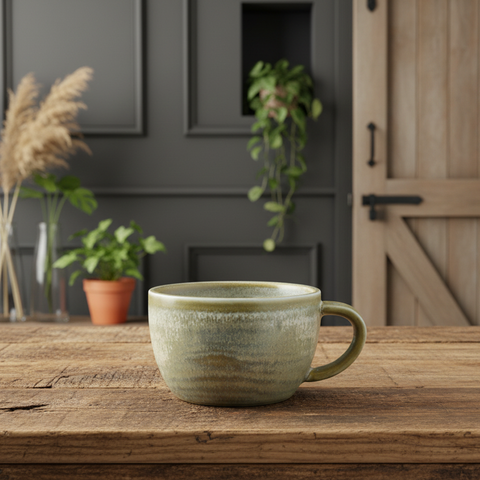 Tazza da caffè in porcellana opaca verde chiaro - 220 ml