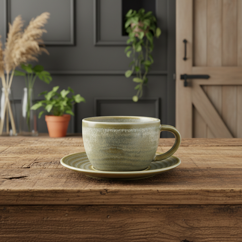 Tazza da caffè in porcellana opaca verde chiaro - 220 ml