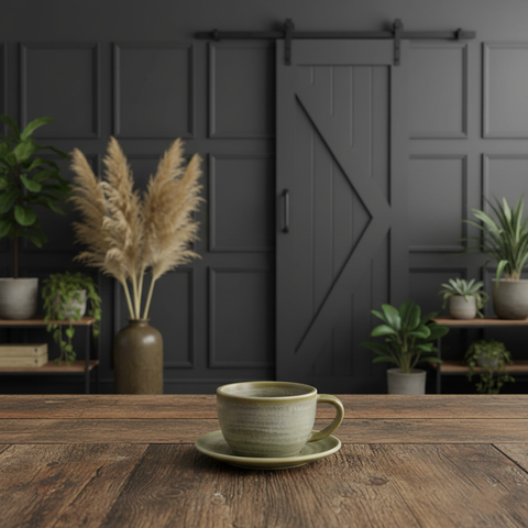 Porcelain Matt Light Green Coffee Cup - 285ml
