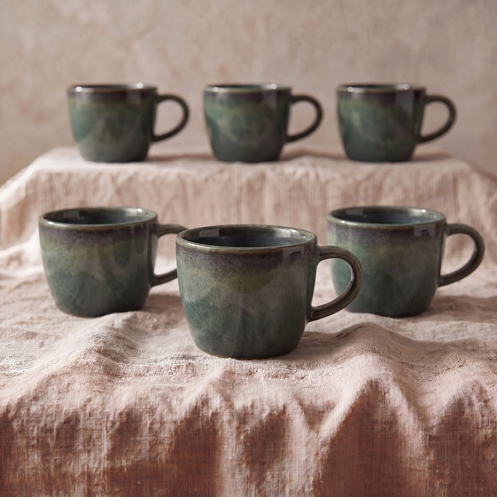 Set of 6 - Porcelain Aqua Green Espresso Cup - 85ml