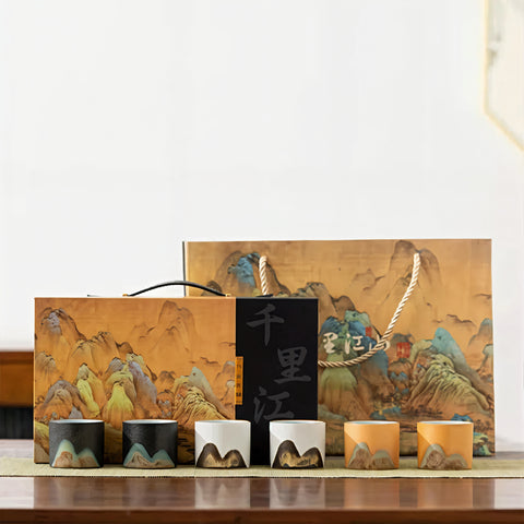 Set regalo di 6 tazze da caffè espresso rustiche fatte a mano