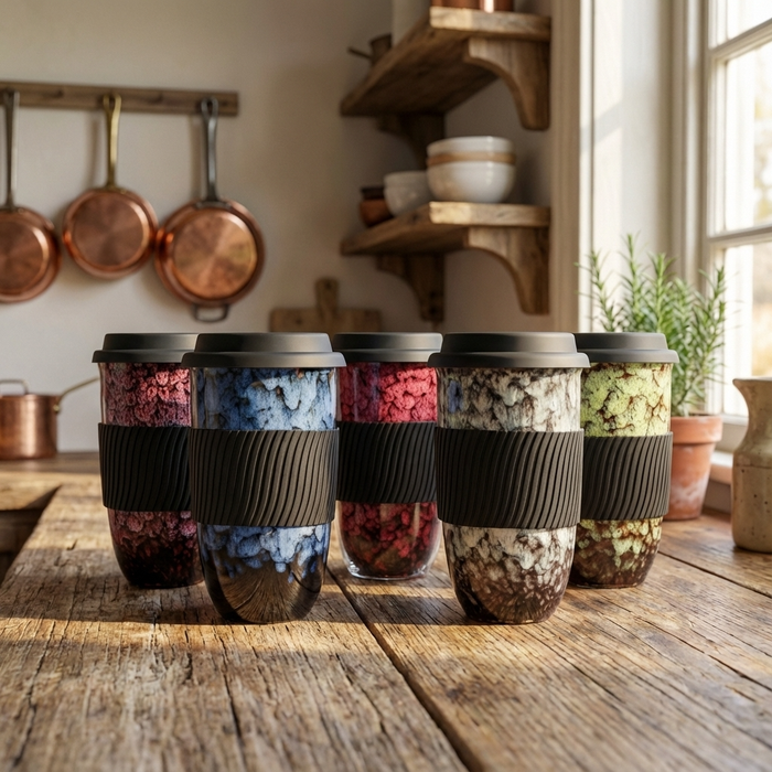 Vintage Rustic Marble Ceramic Travel Cup