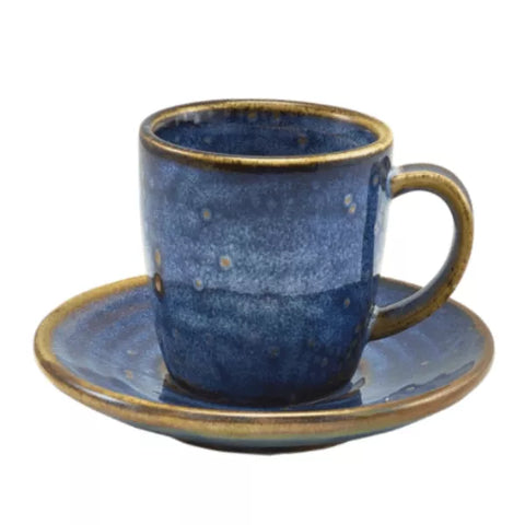 Tazzina da caffè espresso in porcellana blu acqua e oro - 85 ml