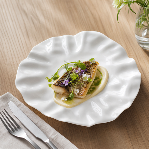 Set of 4 - Crumpled White Dinner Plates