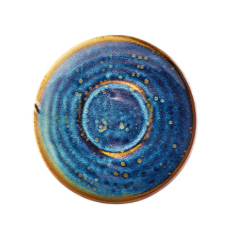 Piattino in porcellana blu acqua e oro per tazza da caffè - 14,5 cm