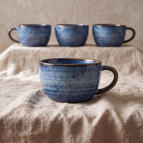 Tazza da caffè in porcellana blu acqua e oro - 285 ml
