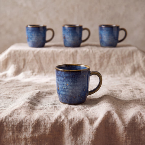 Tazzina da caffè espresso in porcellana blu acqua e oro - 85 ml