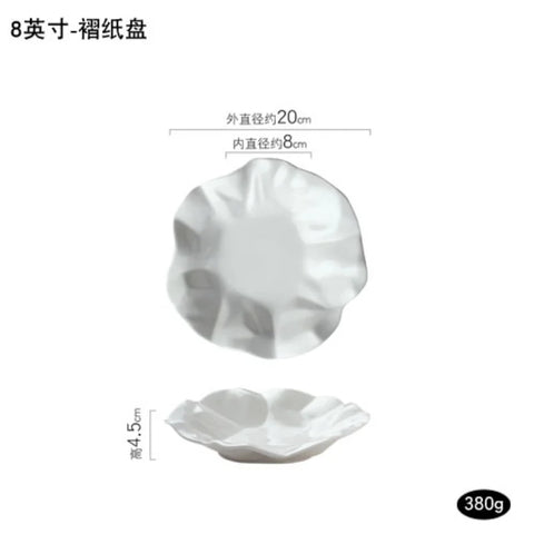 Crumpled White Dinner Plates