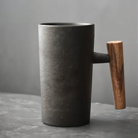 Vintage Earth Coffee Cups With Wooden Handle