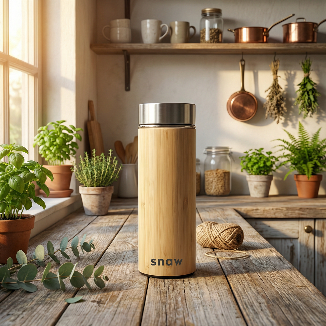 Natural Bamboo Insulated Tall Travel Mug
