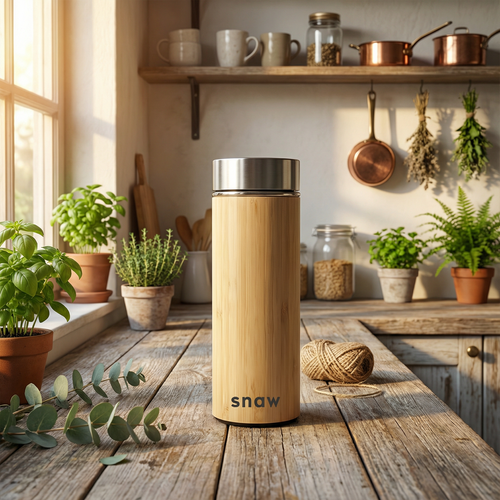 Tazza da viaggio alta isolata in bambù naturale