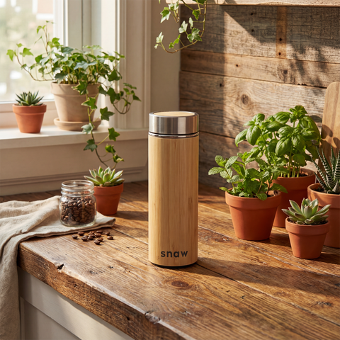 Natural Bamboo Insulated Tall Travel Mug
