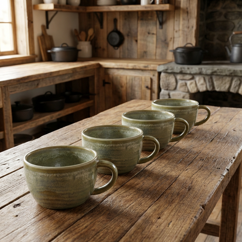 Taza de café de porcelana verde claro mate - 220 ml