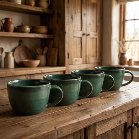 Tazza da caffè in porcellana verde acqua - 220 ml