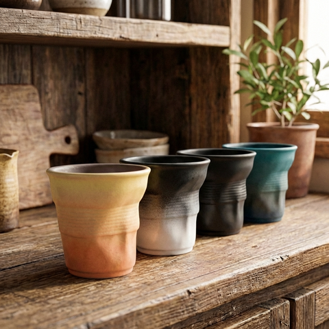 Tazas de espresso trituradas contemporáneas