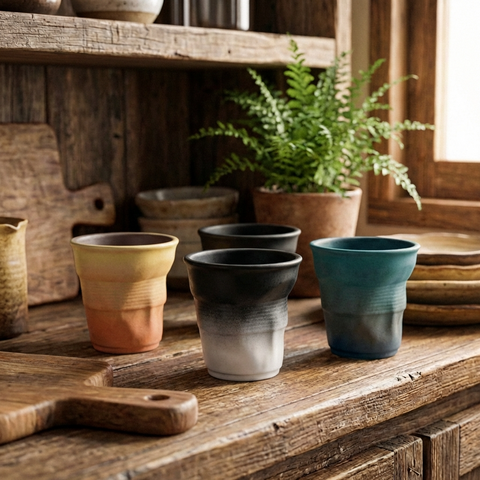 Tazzine da caffè espresso contemporanee schiacciate