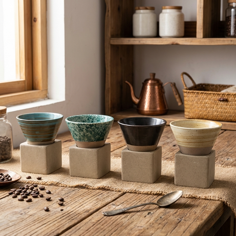 ヴィンテージ コーン型エスプレッソカップ（ホルダー付き）