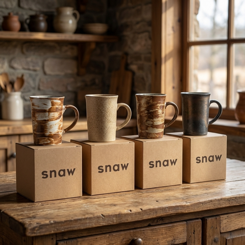 Tazas de café vintage de la Tierra con mango de madera