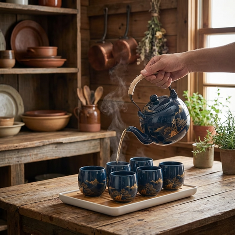 レインボーマーブルティーカップギフトセット