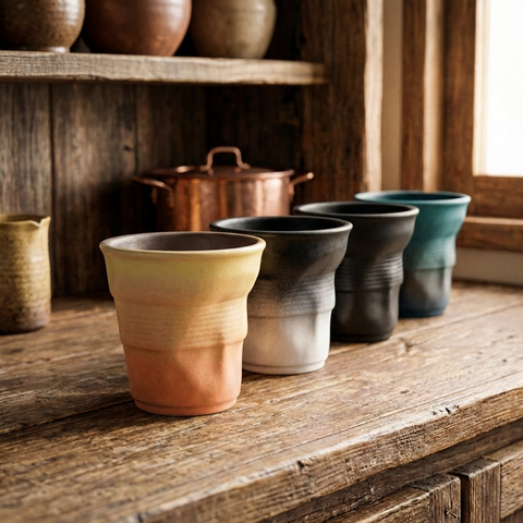 Tazas de espresso trituradas contemporáneas