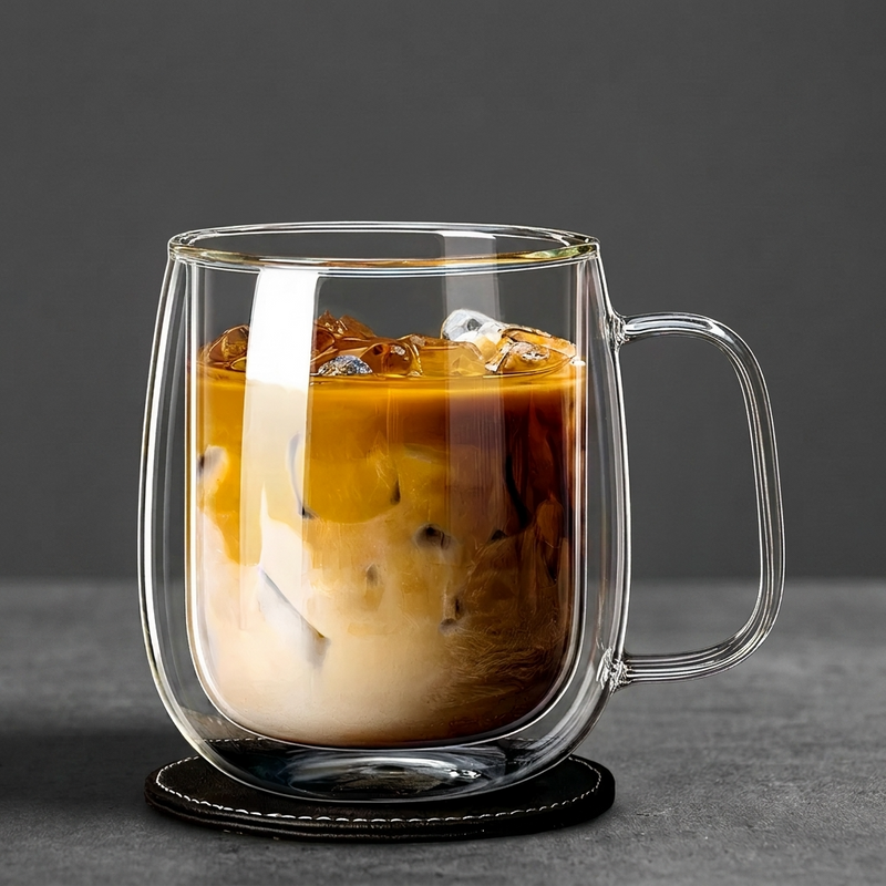 Double walled glass coffee cups — set of four