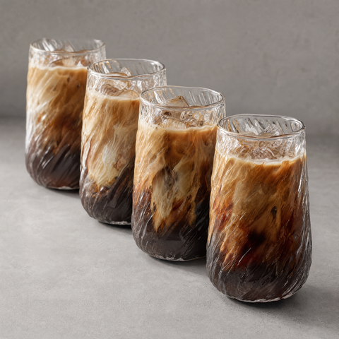 4er-Set - Frostwood-strukturierte Glasbecher