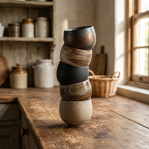 Tazzine da caffè espresso rustiche fatte a mano