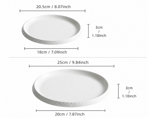 Set of 4 - Stone-Edge White Dinner Plates