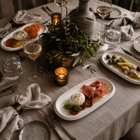 Ensemble de 4 assiettes de service ovales à bord pierre