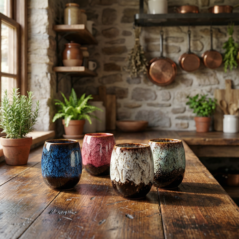 Tazze da caffè in marmo rustico vintage