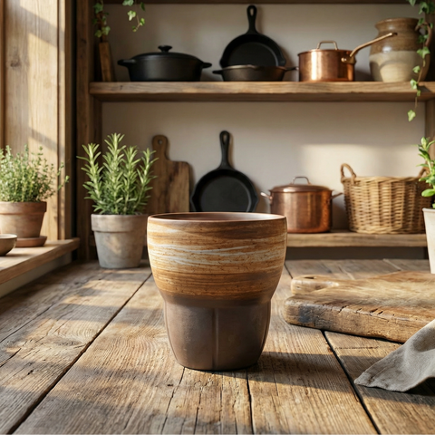 أكواب قهوة مائلة ريفية