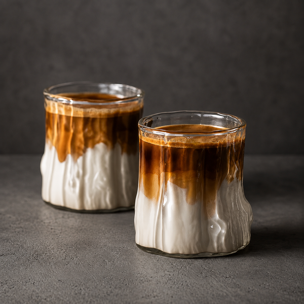 Set di 2 tazze da caffè in vetro a forma di tronco d'albero