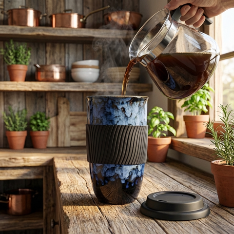 Vintage Rustic Marble Ceramic Travel Cup