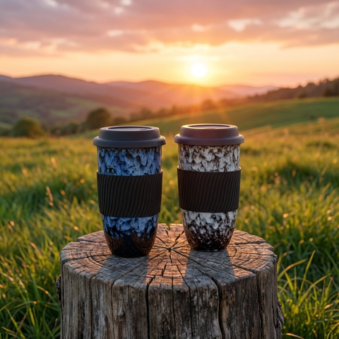 Vintage Rustic Marble Ceramic Travel Cup