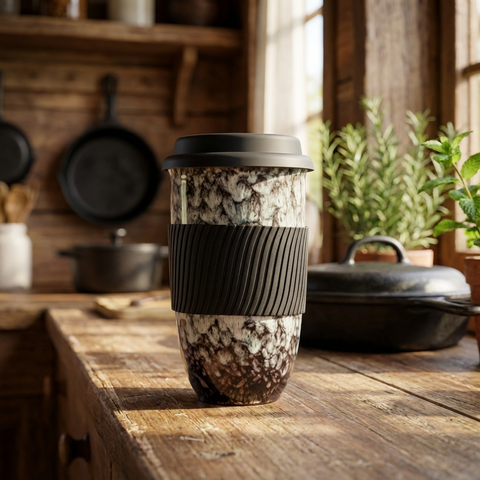 Vintage Rustic Marble Ceramic Travel Cup