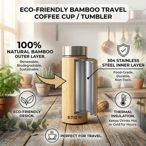 Natural Bamboo Insulated Tall Travel Mug